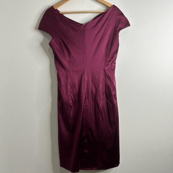 Talbot Runhof Cocktail Dress Sz 10/12 Burgundy Ruched Sheath Luxury Gala Yacht - Picture 6 of 13